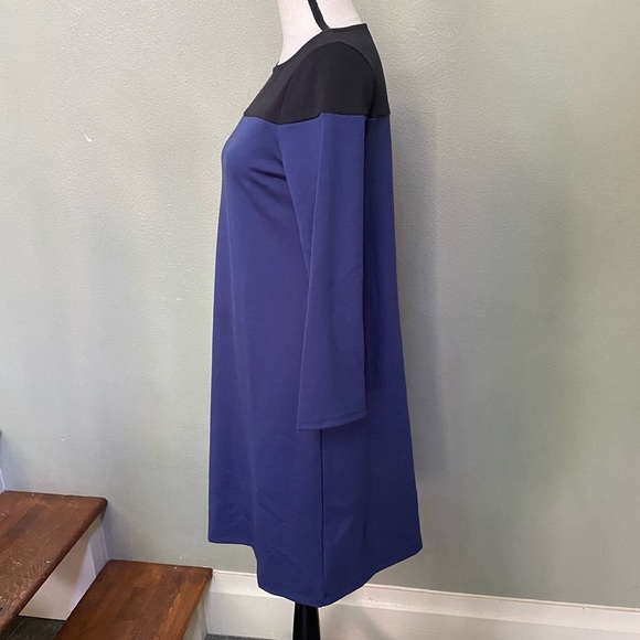 GAP Dress - Midi - Color Block - Bell Sleeves Royal Blue Black SMALL NWT - Picture 6 of 12